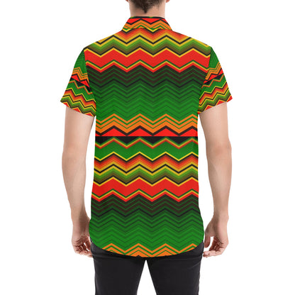 Serape Print Design LKS306 Men Short Sleeve Button Up Shirt