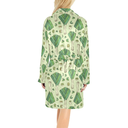 Leek Pattern Print Design 04 Women's Fleece Robe
