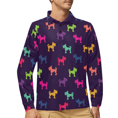 Schnauzers Pattern Print Design A05 Long Sleeve Polo Shirt For Men's