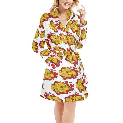 Nachos Pattern Print Design A03 Women's Fleece Robe