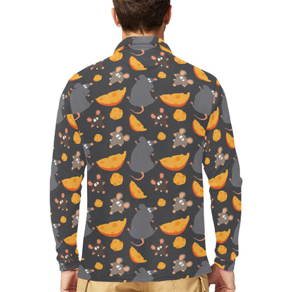 Rat Pattern Print Design 04 Long Sleeve Polo Shirt For Men's