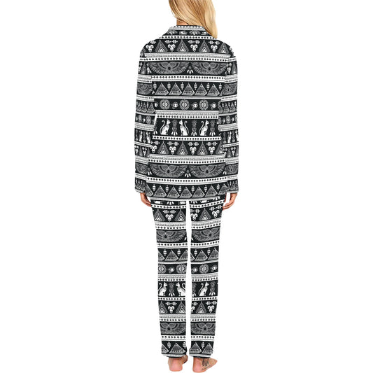 Tribal Pattern Print Design LKS305 Women's Long Pajama Set