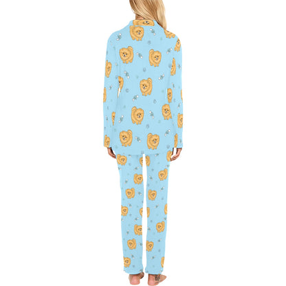 Pomeranians Pattern Print Design A03 Women's Long Pajama Set