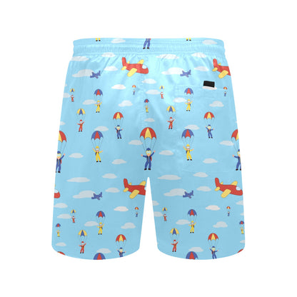 Skydiver Print Design LKS304 Men's Swim Trunks Beach Shorts