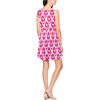 Breast cancer Pattern Print Design 05 Sleeveless Dress