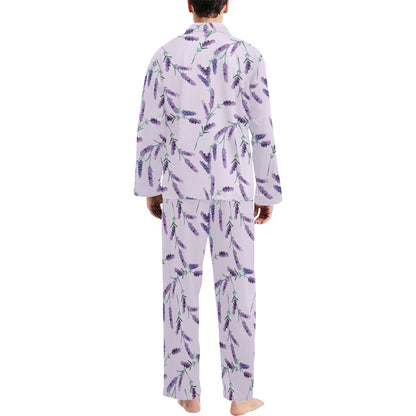 Lavender Pattern Print Design 02 Men's Long Pajama Set