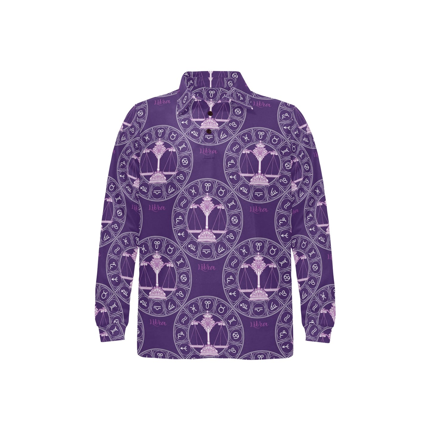 Libra Pattern Print Design 03 Long Sleeve Polo Shirt For Men's