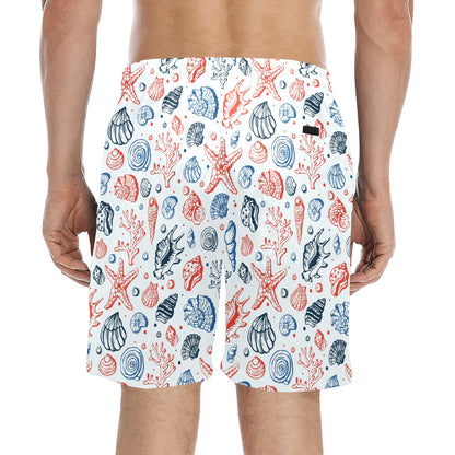 Seashell Print Design LKS307 Men's Swim Trunks Beach Shorts