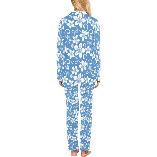 Hibiscus Pattern Print Design HB09 Women's Long Pajama Set