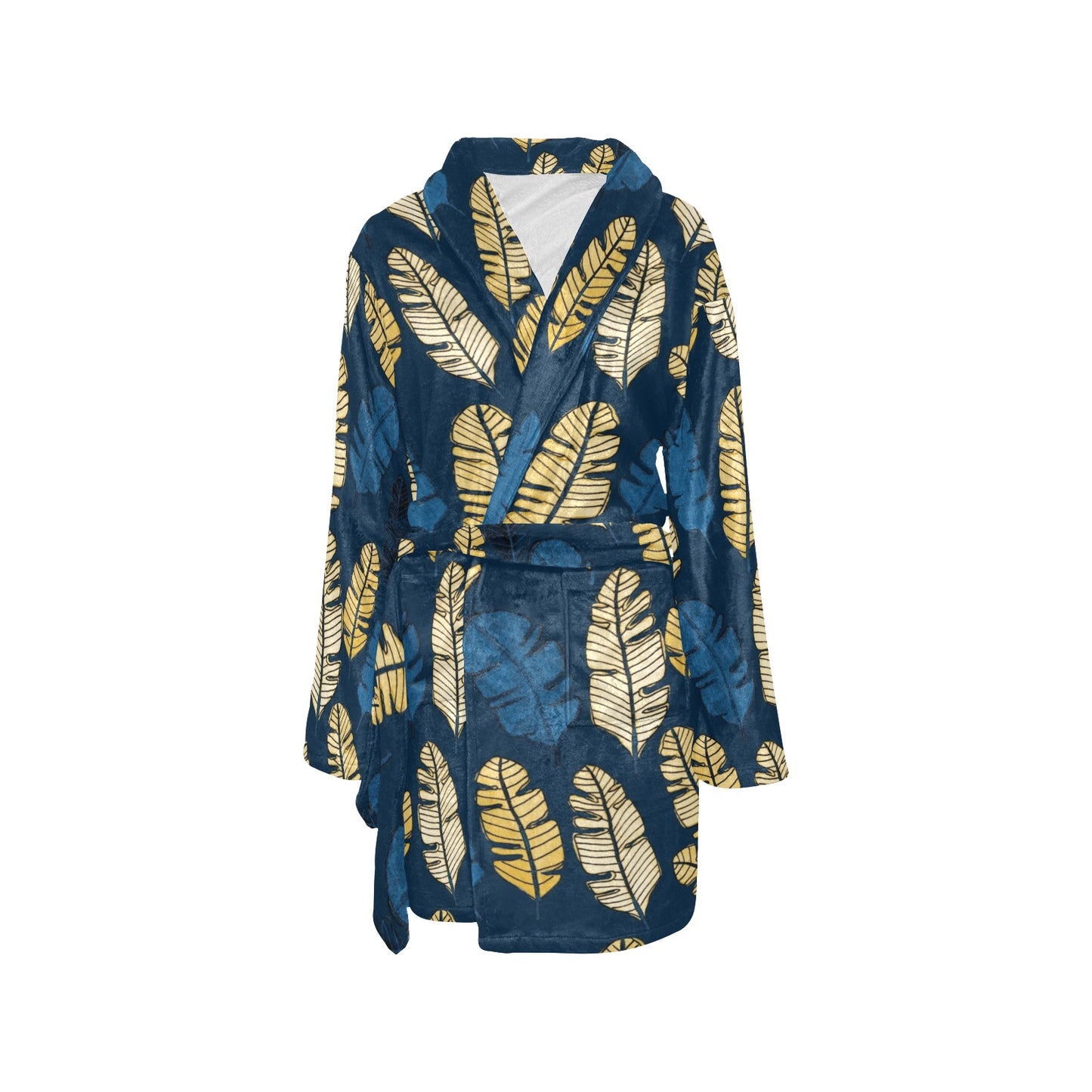 Banana Leaf Pattern Print Design BL09 Women's Fleece Robe
