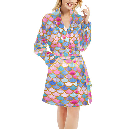 Scales Print Design LKS401 Women's Fleece Robe