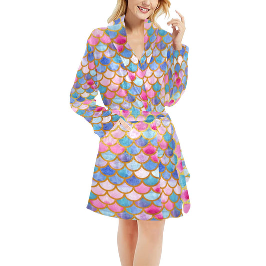 Scales Print Design LKS401 Women's Fleece Robe