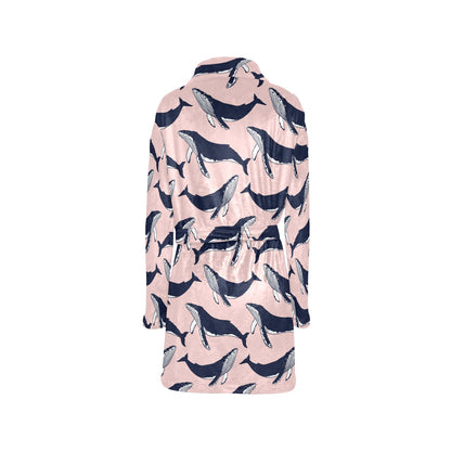 Humpback Whale Pattern Print Design 02 Women's Fleece Robe