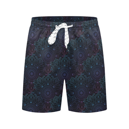 Boho Floral Mandala Men's Swim Trunks Beach Shorts