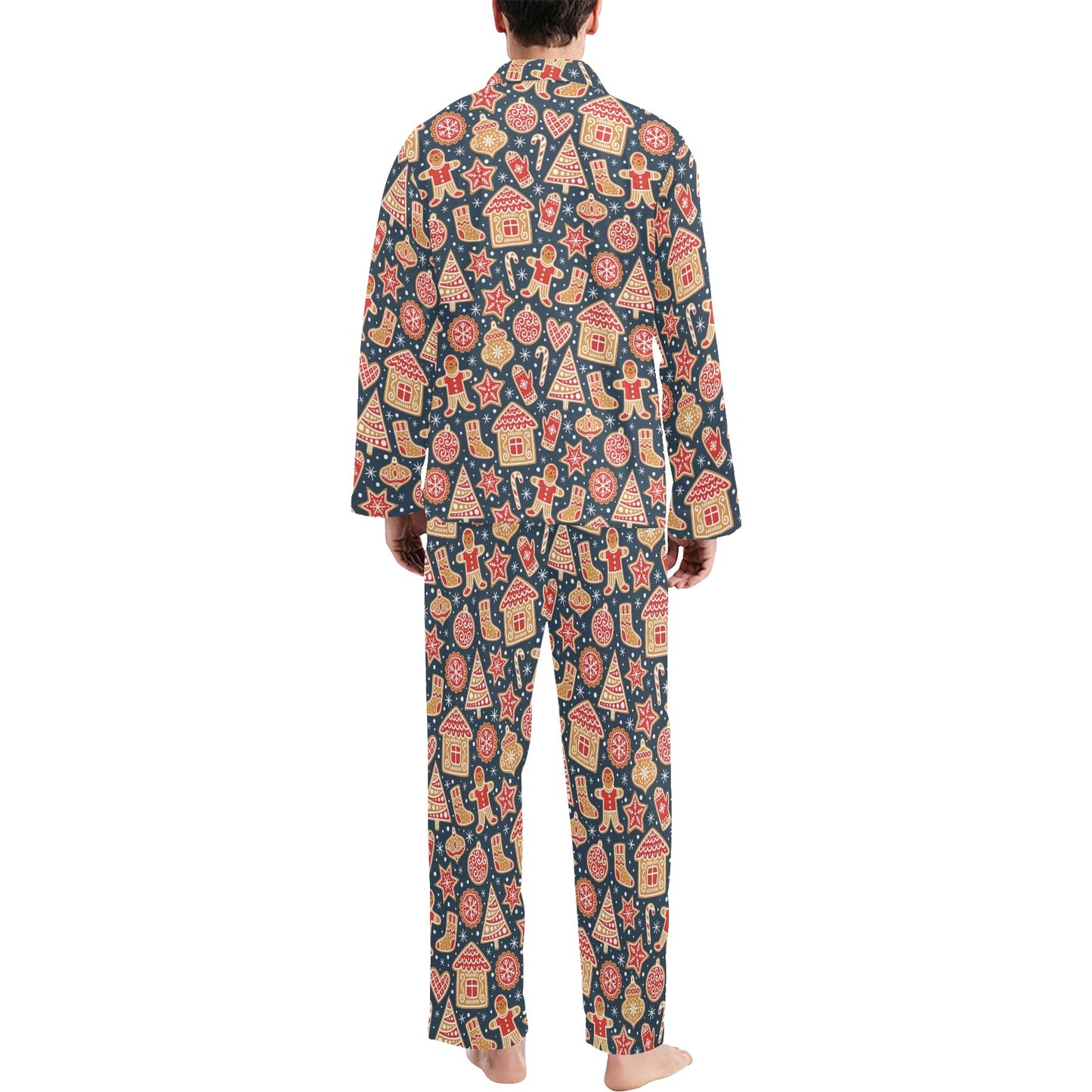 Gingerbread Pattern Print Design 03 Men's Long Pajama Set