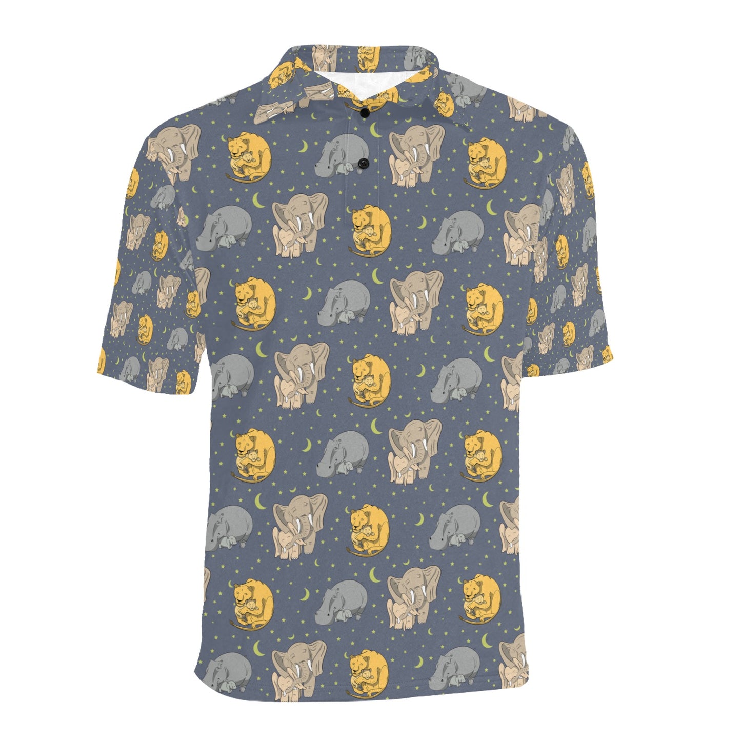 Safari Elephant Lion Print Design LKS303 Men Polo Shirt