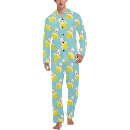 Banana Pattern Print Design BA07 Men's Long Pajama Set
