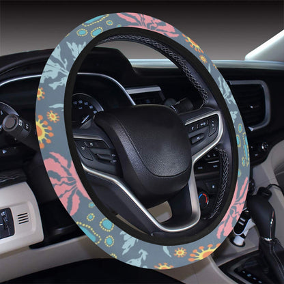 Seaweed Print Design LKS304 Steering Wheel Cover with Elastic Edge