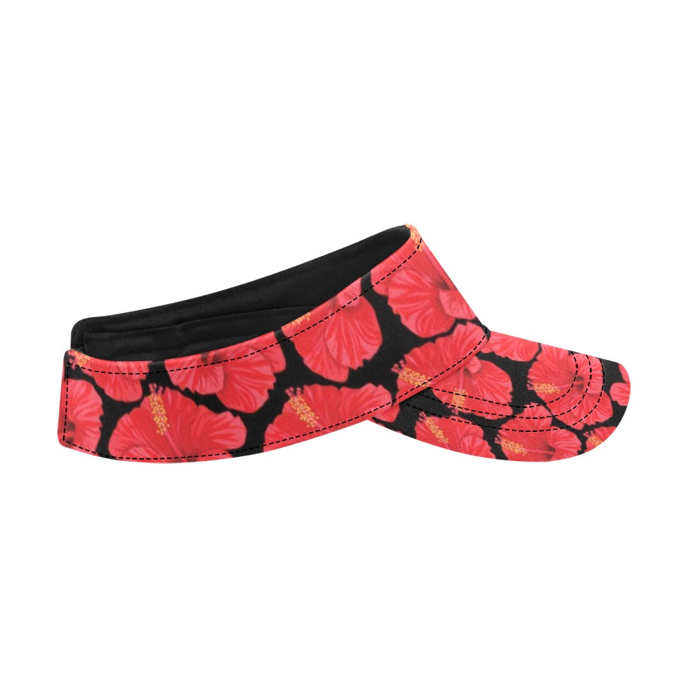 Hibiscus Red Pattern Print Design LKS306 Unisex Sun Visor