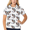 Great White Shark Pattern Print Design 03 Women's Polo Shirt