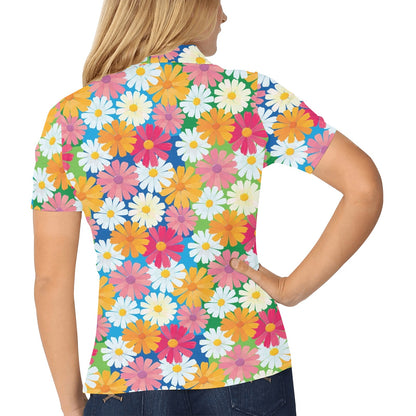Daisy Pattern Print Design DS05 Women's Polo Shirt