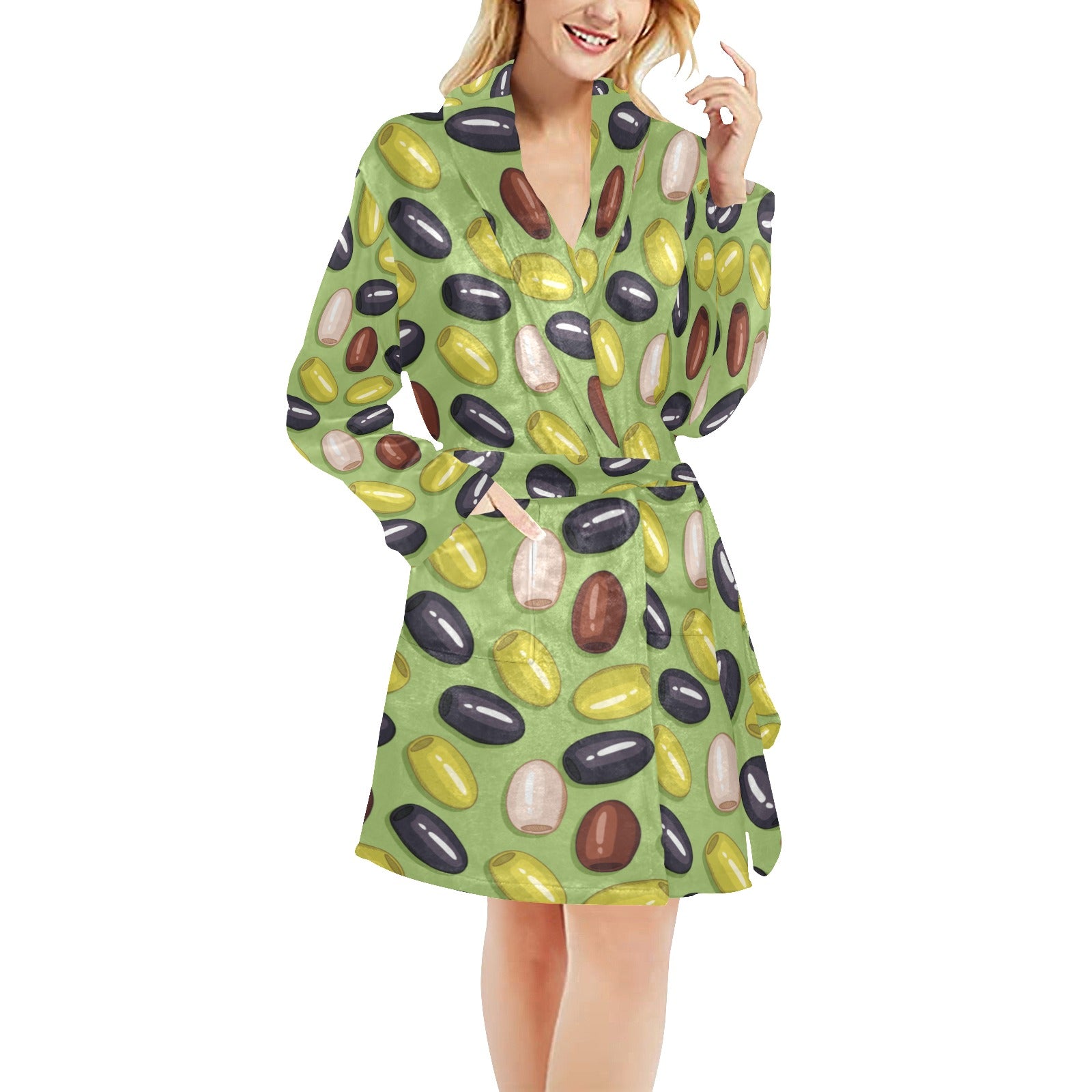 Olive Print Design LKS301 Women's Fleece Robe