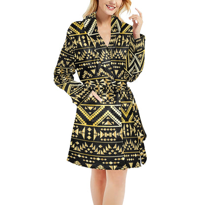 Gold Aztec Tribal Women's Fleece Robe