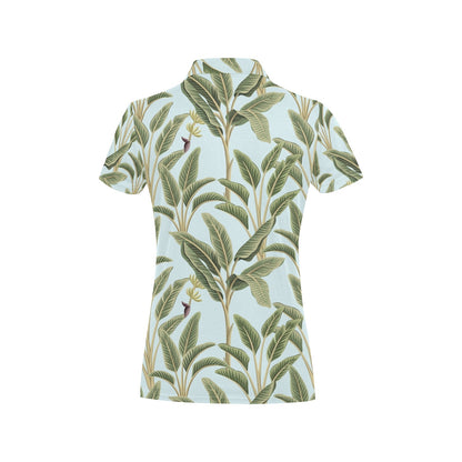 Banana Leaf Pattern Print Design BL03 Women's Polo Shirt