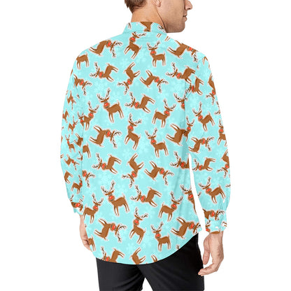 Reindeer Print Design LKS403 Men's Long Sleeve Dress Shirt