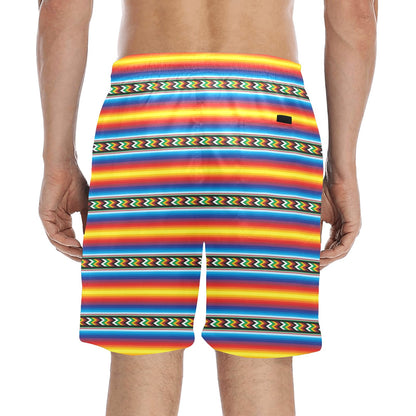 Mexican Blanket ZigZag Print Pattern Men's Swim Trunks Beach Shorts