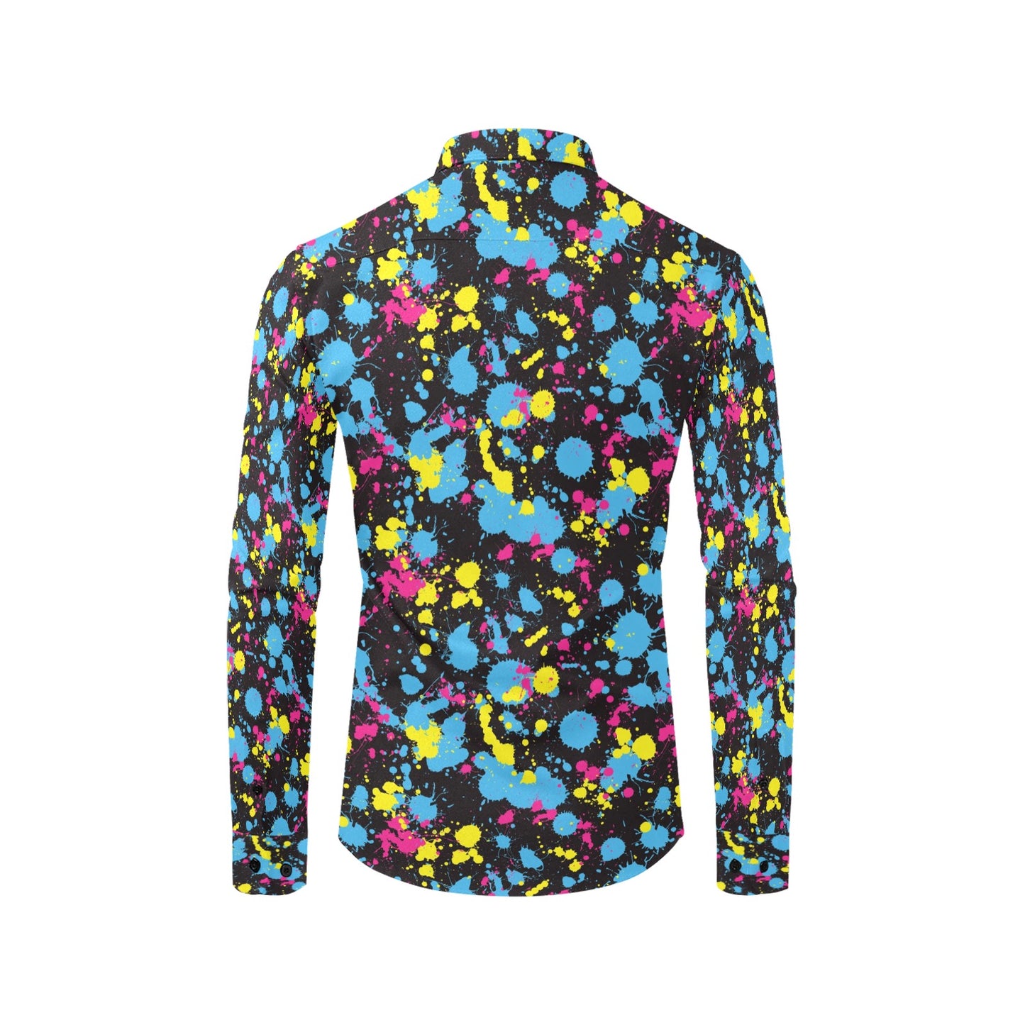 Splatter Colorful Print Design LKS301 Men's Long Sleeve Dress Shirt