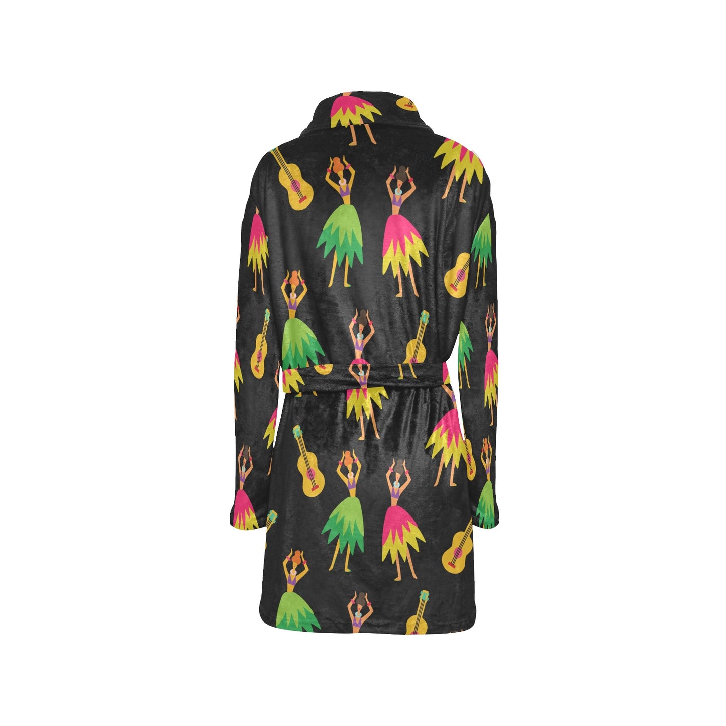 Hula Dancers Hawaiian Girl Pattern Print Design 03 Women's Fleece Robe