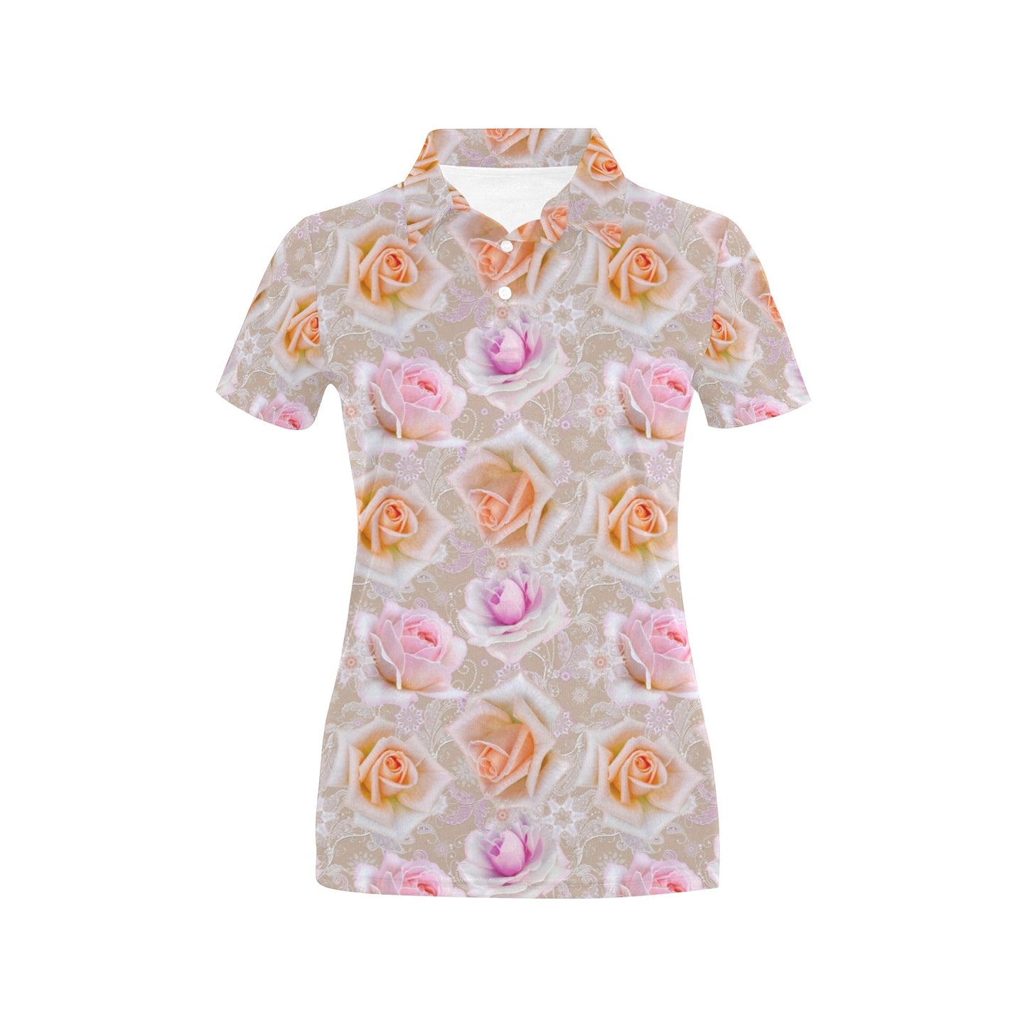 Rose Pattern Print Design RO011 Women's Polo Shirt