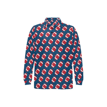 American Football Star Design Pattern Long Sleeve Polo Shirt For Men's