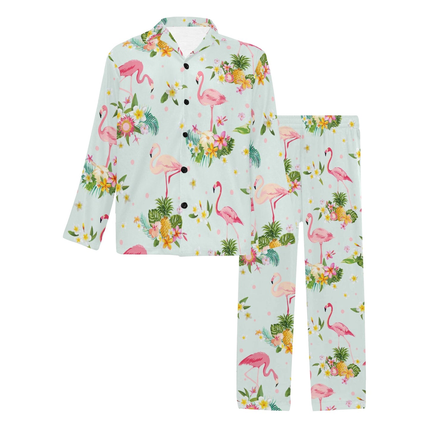 Flamingo Sweet Pattern Men's Long Pajama Set