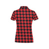 Houndstooth Red Pattern Print Design 03 Women's Polo Shirt