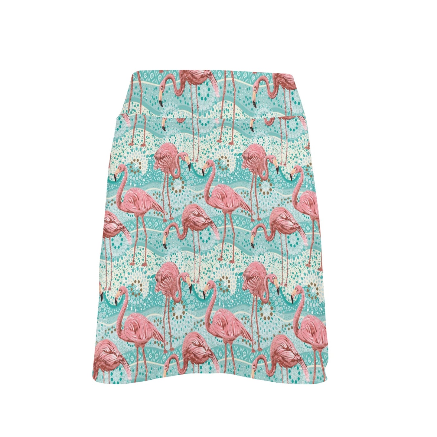 Flamingo Background Themed Print 17" Golf & Pickleball Skort with Pockets