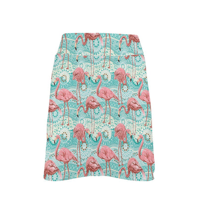 Flamingo Background Themed Print 17" Golf & Pickleball Skort with Pockets