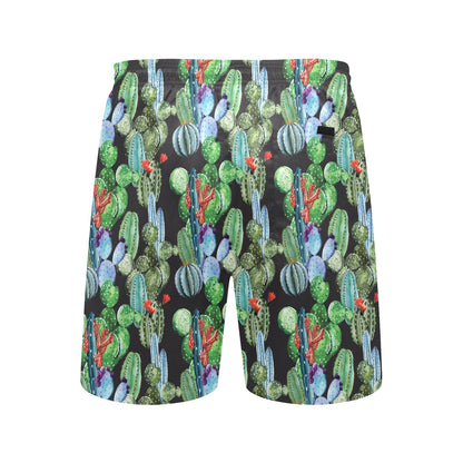 Cactus Watercolor Style Print Men's Swim Trunks Beach Shorts