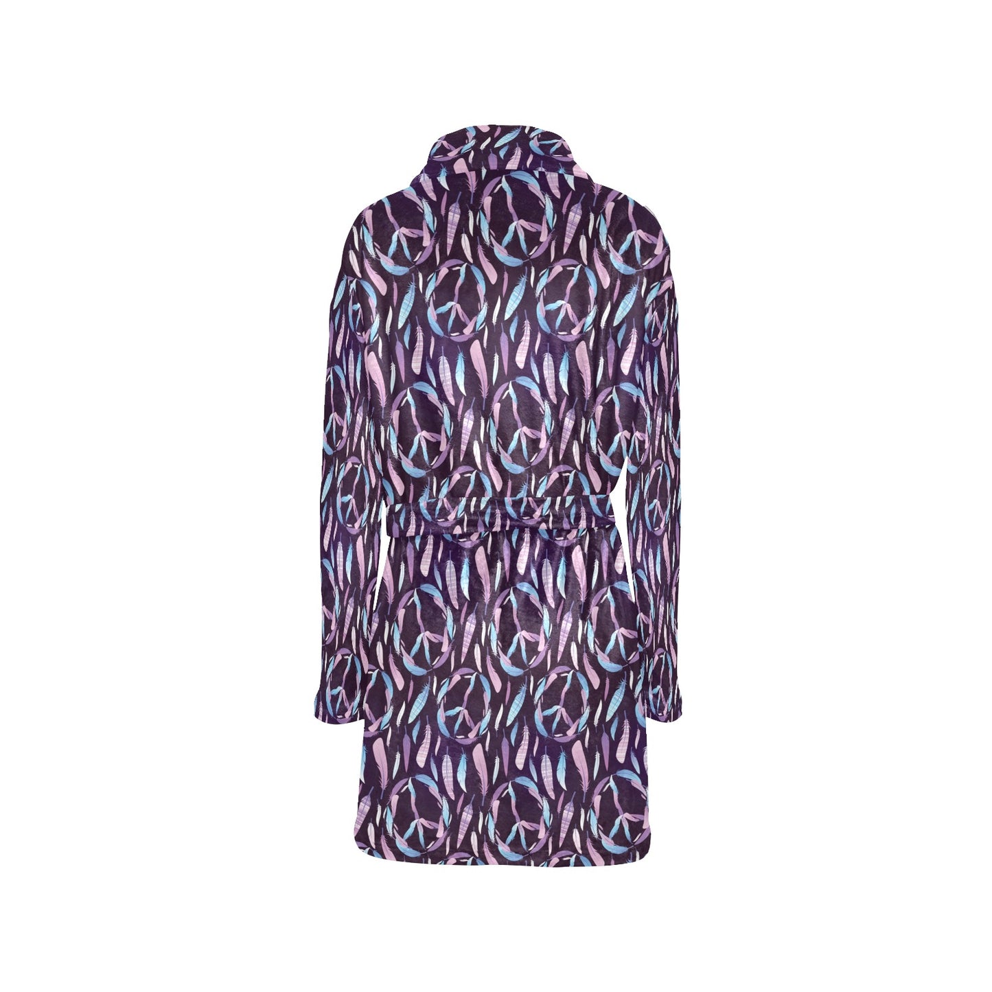 Peace Sign Feather Design Print Women's Fleece Robe