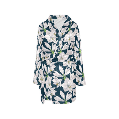 Amaryllis Pattern Print Design AL02 Women's Fleece Robe