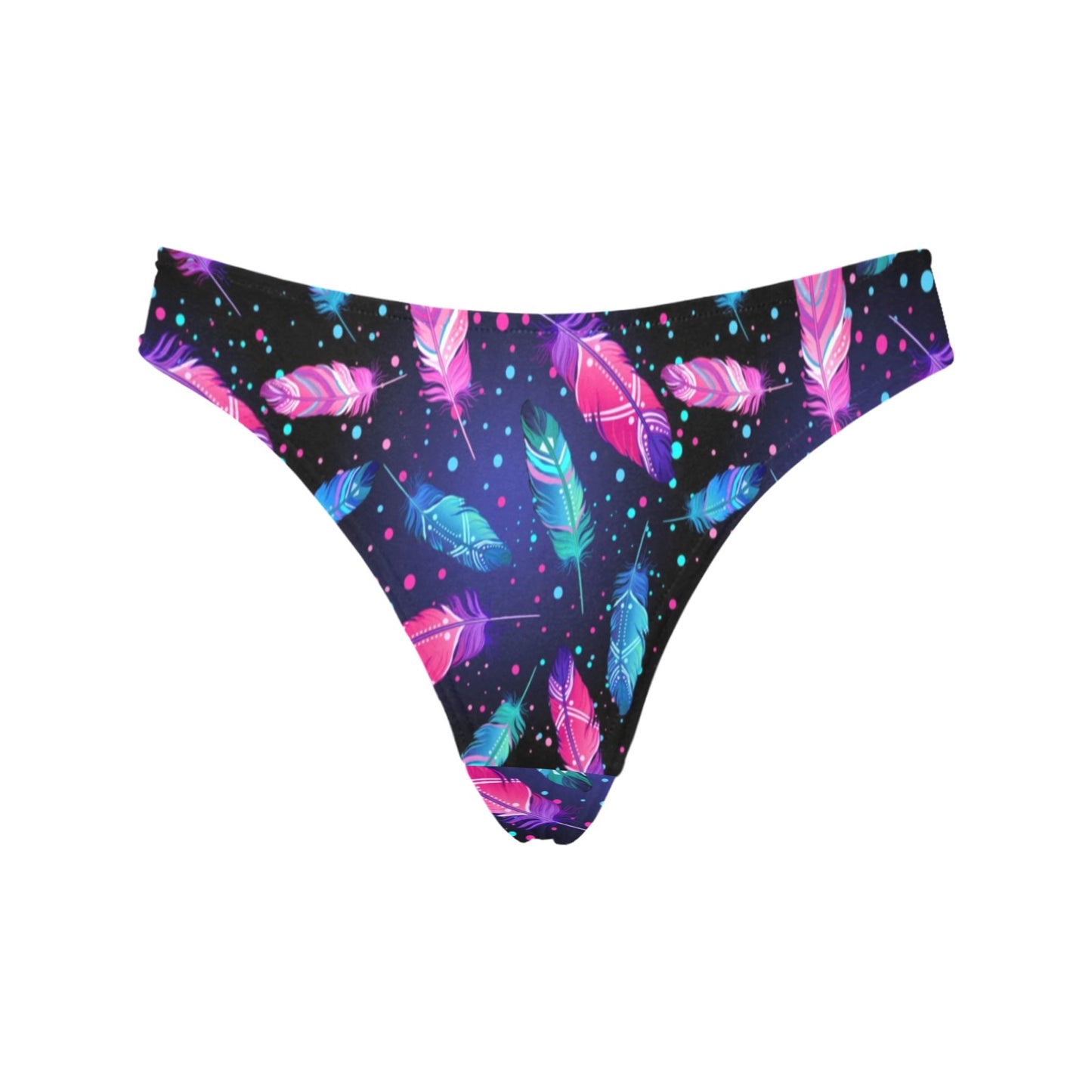 Feather Colorful Boho Design Print Women's Thongs