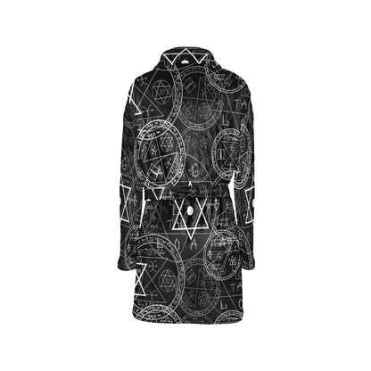 Pentagram Pattern Print Design A01 Women's Fleece Robe