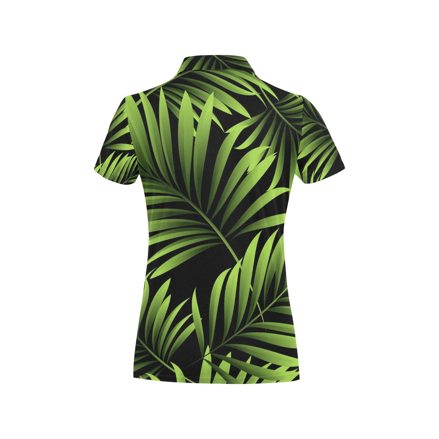 Green Neon Tropical Palm Leaves Women's Polo Shirt