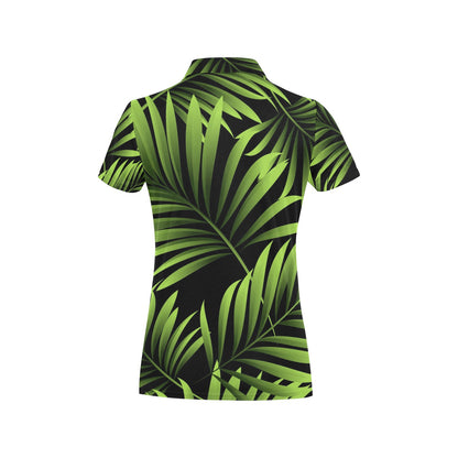 Green Neon Tropical Palm Leaves Women's Polo Shirt