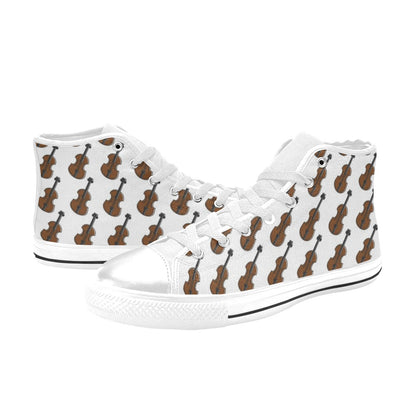 Violin Print Design LKS405 Men's High Top Canvas Shoes