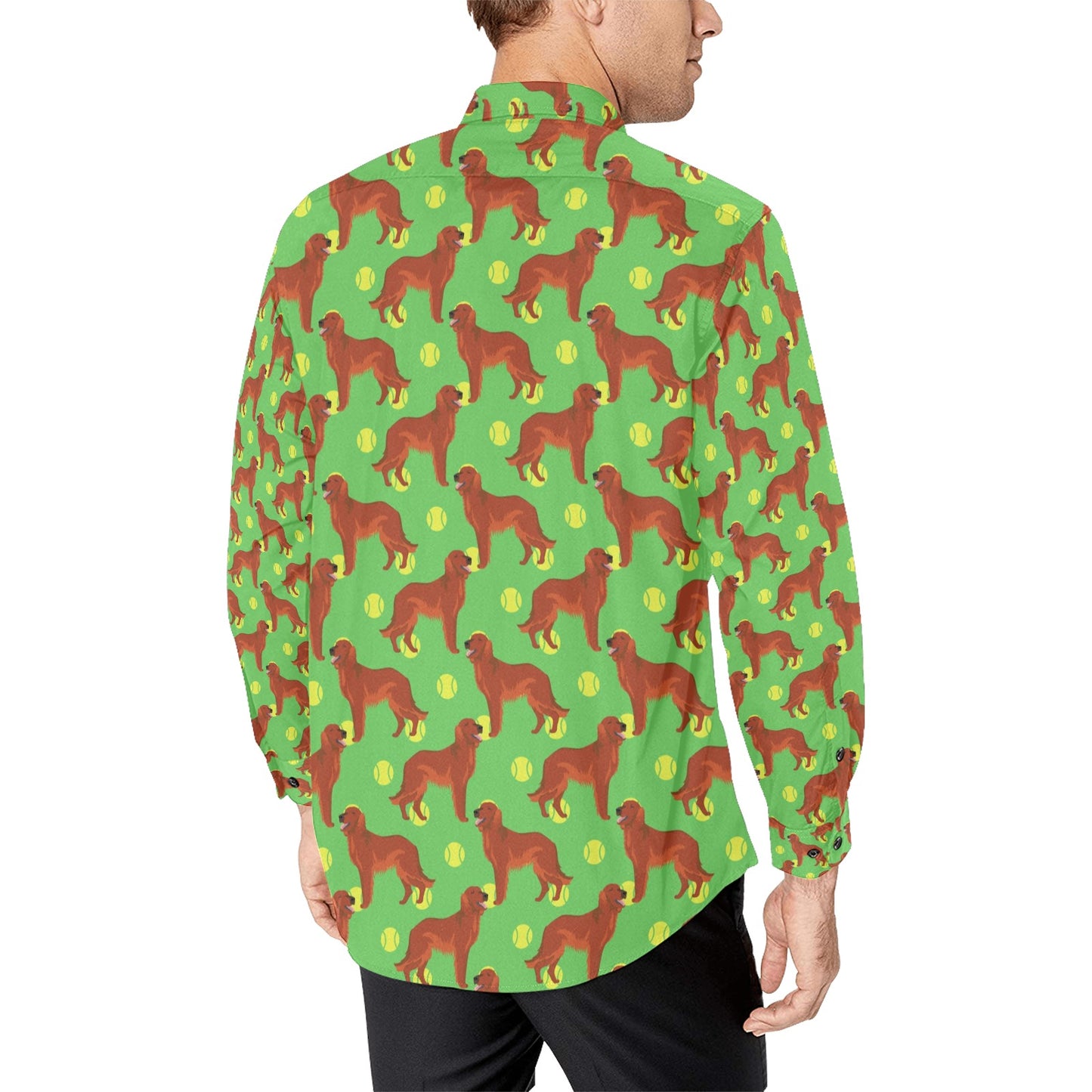 Setters Irish Print Design LKS302 Men's Long Sleeve Dress Shirt