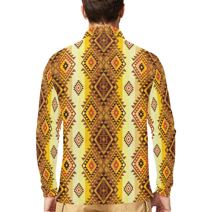 Native Pattern Print Design A09 Long Sleeve Polo Shirt For Men's