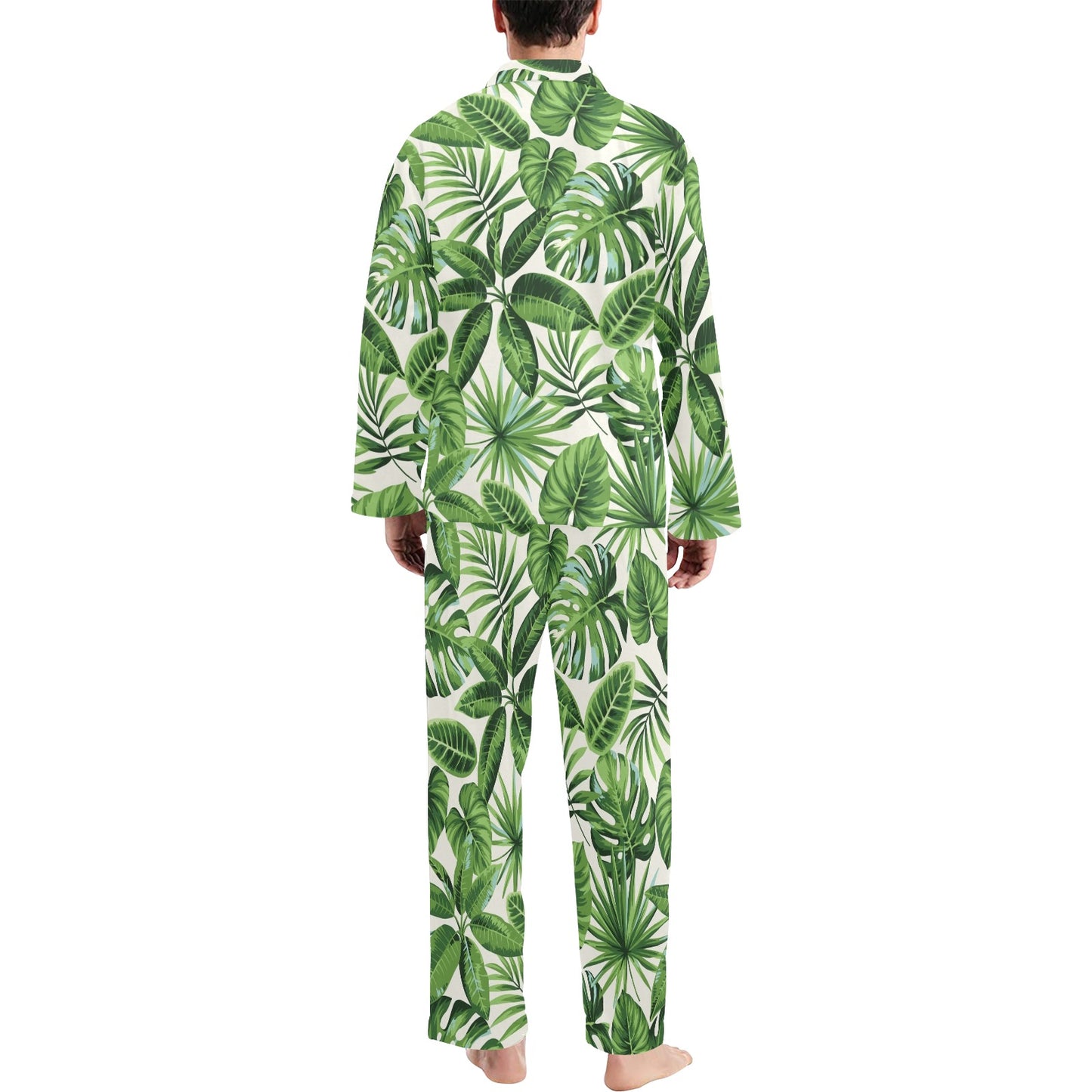Tropical Flower Pattern Print Design TF013 Men's Long Pajama Set