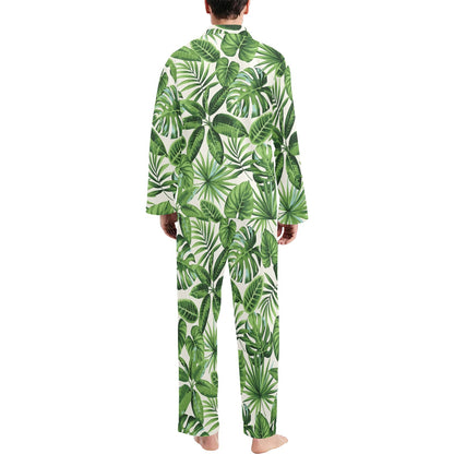 Tropical Flower Pattern Print Design TF013 Men's Long Pajama Set